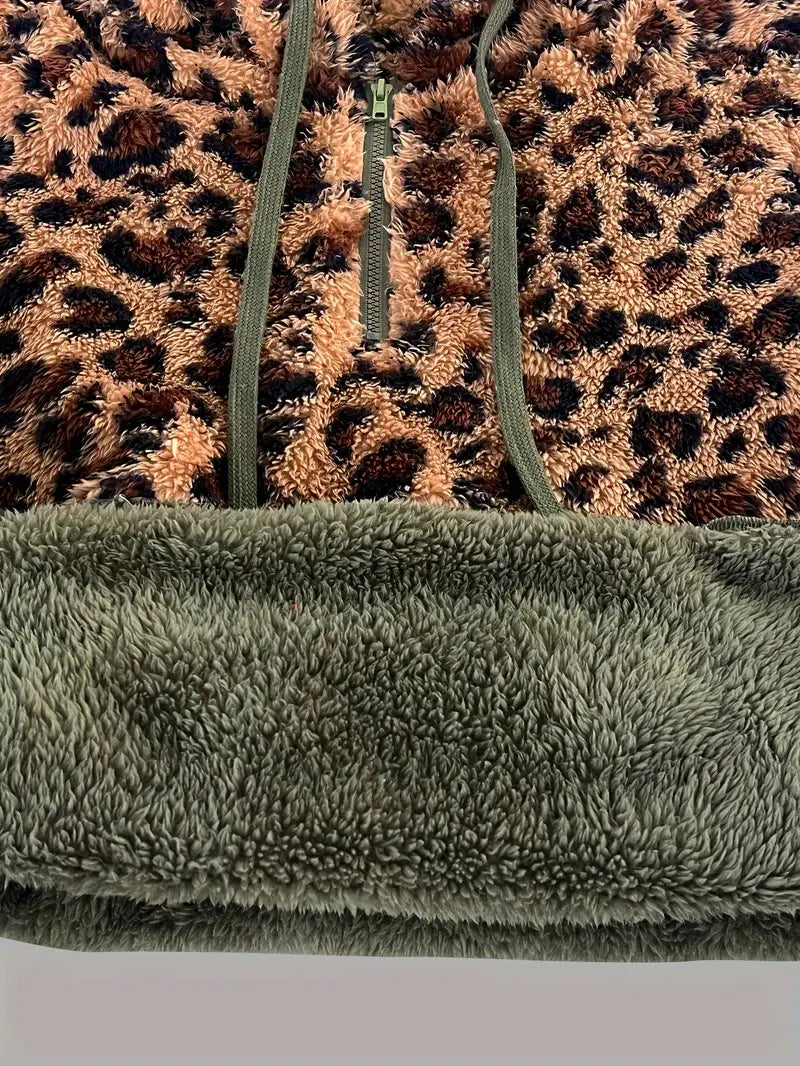 Leopardenmuster Farbblock Pullover