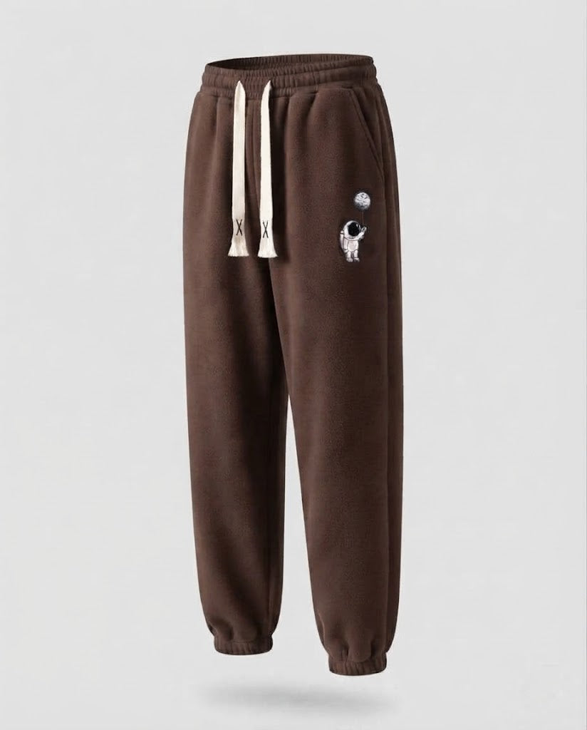 Herren Fleece Jogginghose mit Futter, Kordelzug, elastischen Bündchen und Astronauten Druck Shop Nory