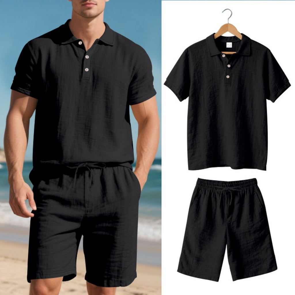 Kurzärmliges Poloshirt und Shorts Strandanzug