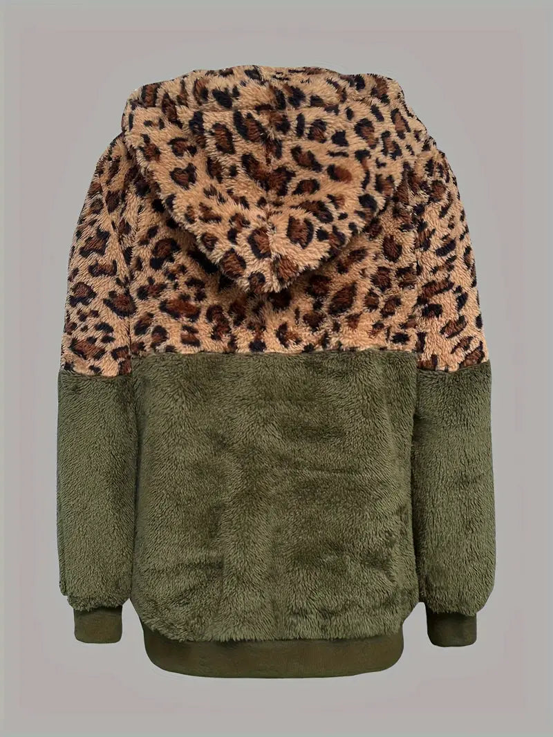 Leopardenmuster Farbblock Pullover