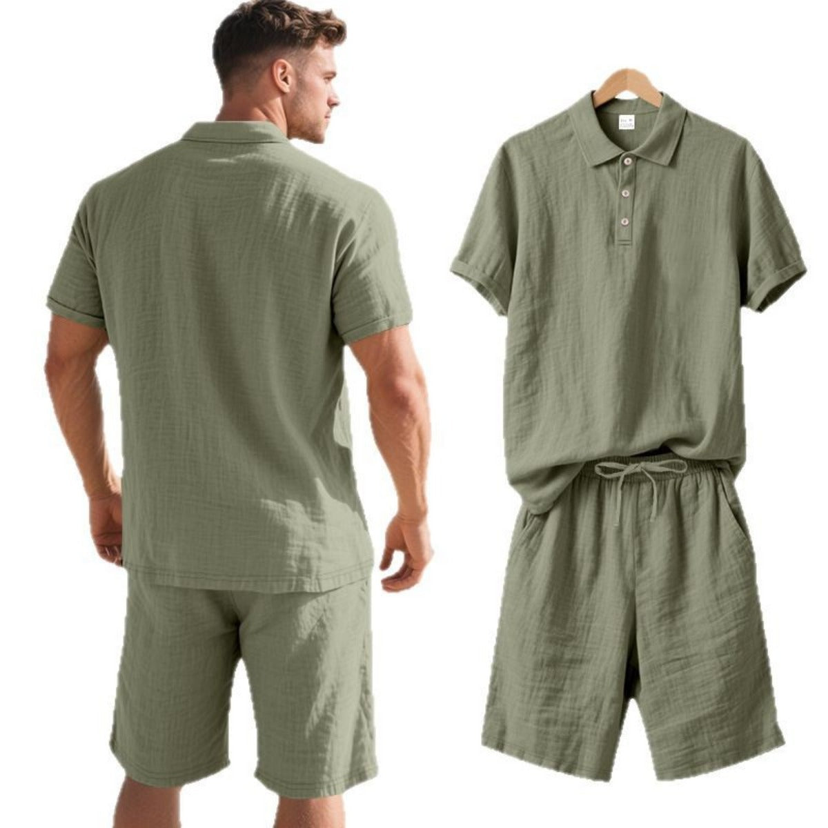 Kurzärmliges Poloshirt und Shorts Strandanzug