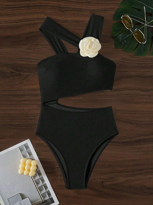 Einfarbiger sexy hohler Badeanzug