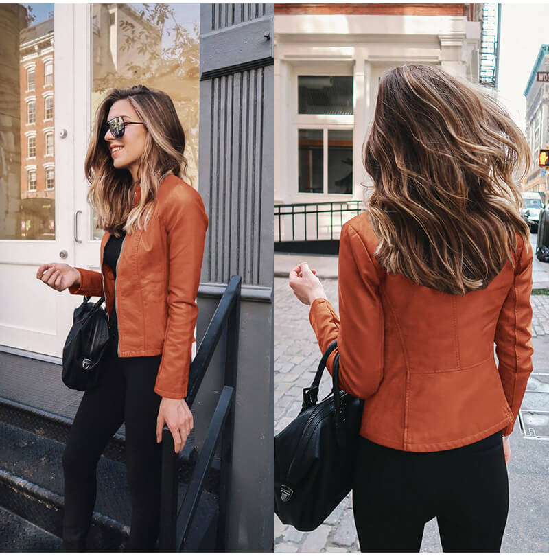 Elegante Italienische Lederbikerjacke