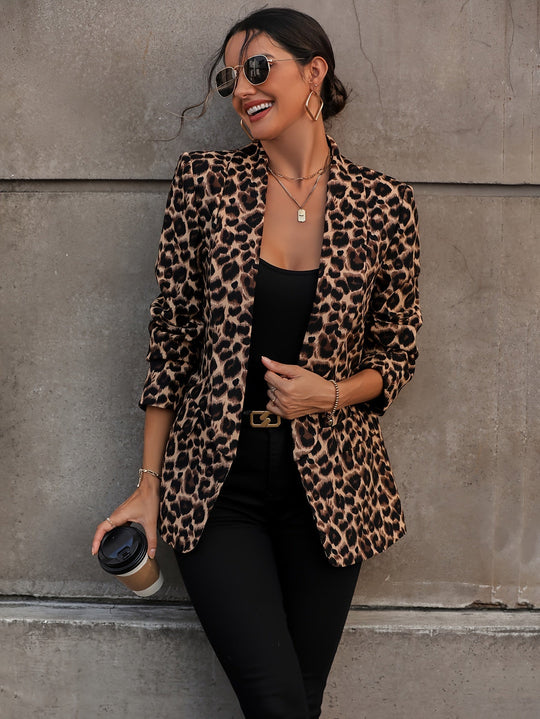 Eleganter Business Langblazer mit Leopardenmuster für alle Jahreszeiten