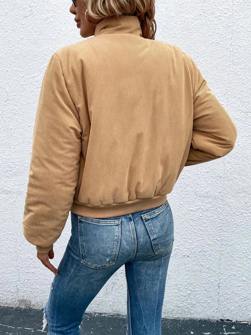 Shopnory | Cordjacke mit Reißverschluss und Knopfverschluss