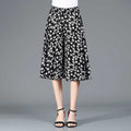 Damen Chiffon Culottes mit Breiten Beinen und Hoher Elastischer Taille