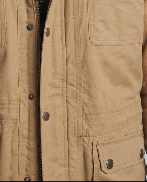 Herren warmer Canvas-Parka mit Teddyfutter Kapuze und Mehrfachtaschen Shop Nory