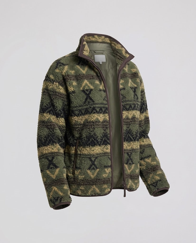 Damen Gemusterte Teddyfleece Jacke mit Kapuze und Reißverschluss Shop Nory