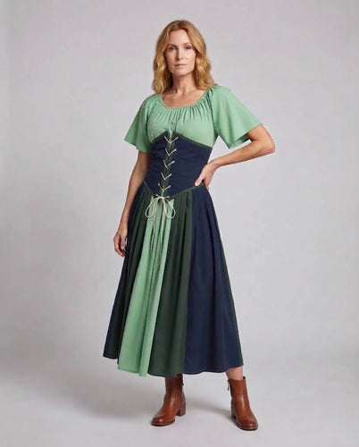 Damen Wickelkleid mit kompliziertem Schnürdesign und fließendem Rock Shop Nory