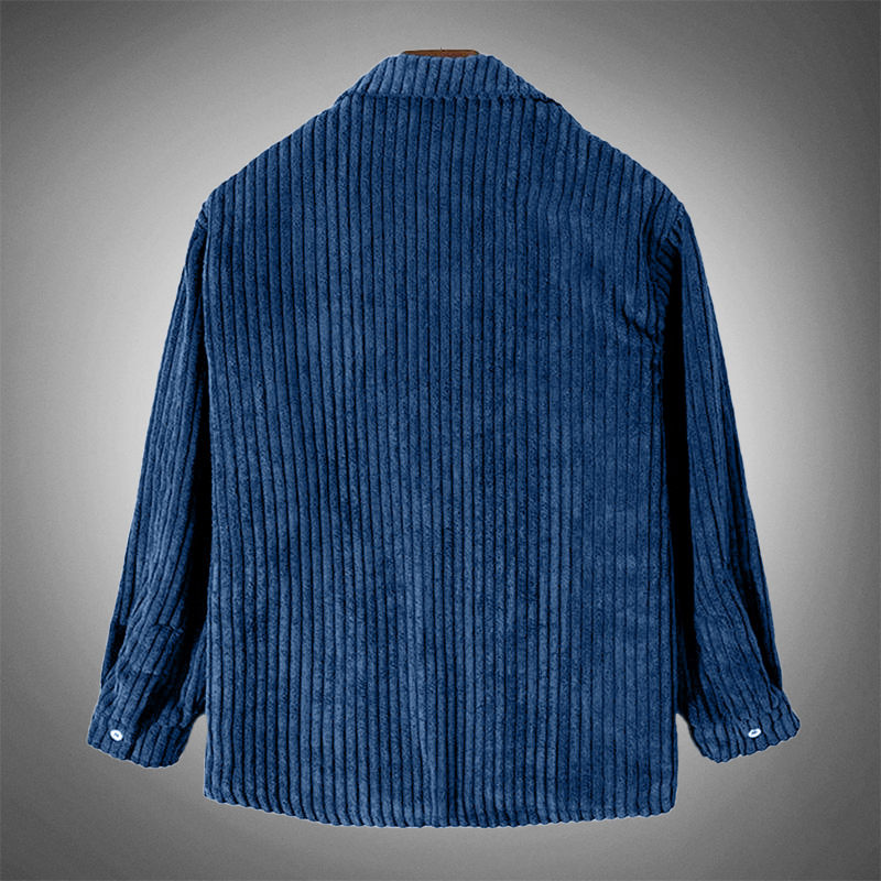 Stilvolles Dunkelblaues Lässiges Corduroy Herbst Overshirt für Männer
