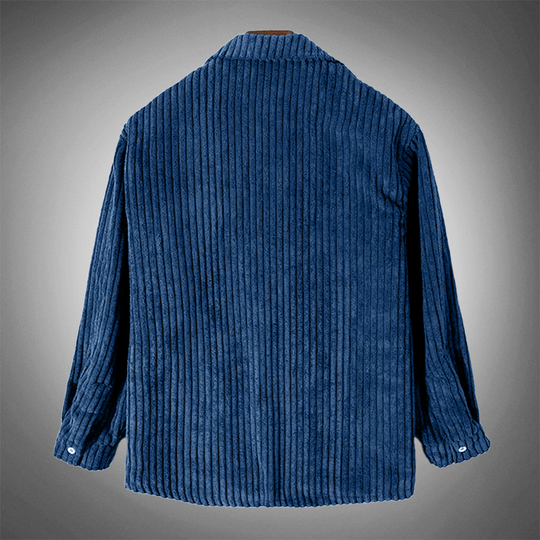 Stilvolles Dunkelblaues Lässiges Corduroy Herbst Overshirt für Männer