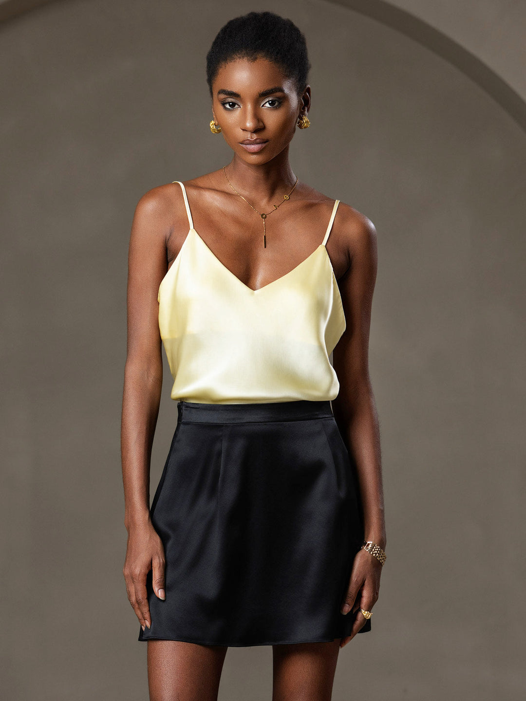 V-Ausschnitt Reine Seide Spaghettiträger Camisole Top