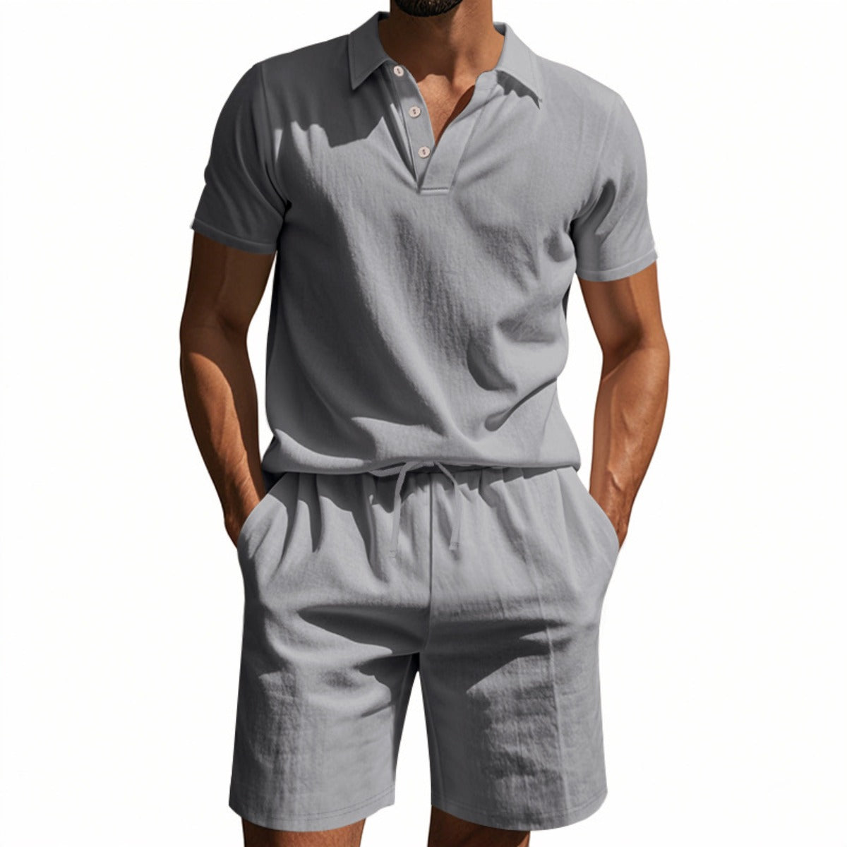 Kurzärmliges Poloshirt und Shorts Strandanzug