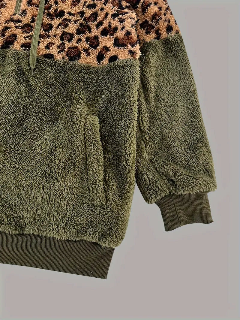 Leopardenmuster Farbblock Pullover