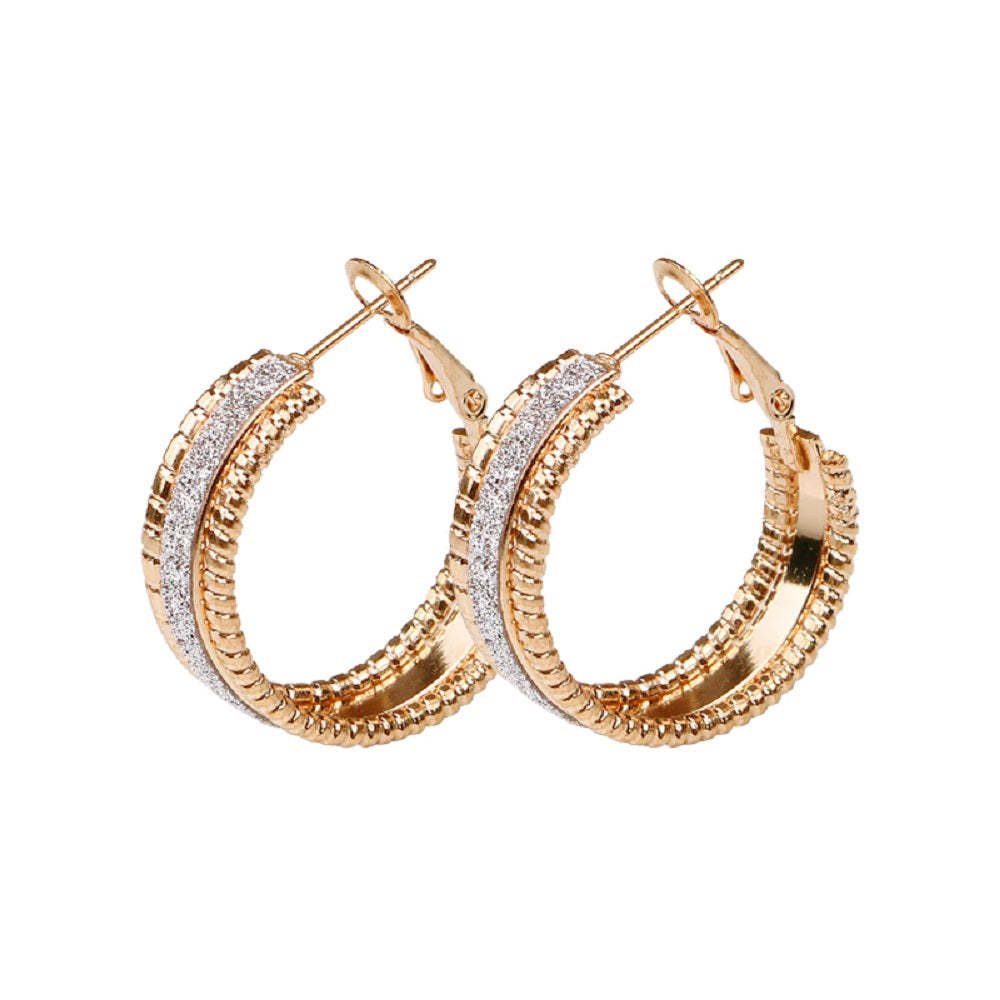 Damen Mittel Goldplattierte Kristall Mittelstange Glänzend Creole Hoop Ohrringe | Shop Nory