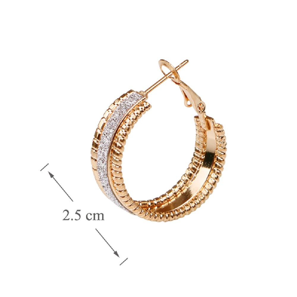 Damen Mittel Goldplattierte Kristall Mittelstange Glänzend Creole Hoop Ohrringe | Shop Nory