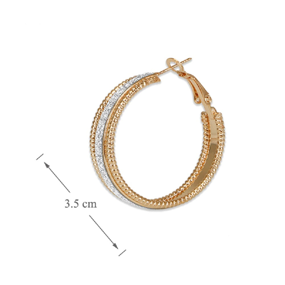 Damen Mittel Goldplattierte Kristall Mittelstange Glänzend Creole Hoop Ohrringe | Shop Nory