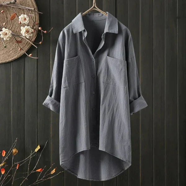 Übergröße Bluse mit Brusttasche
