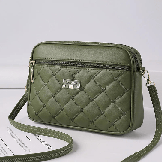 Damen Schultertasche mit Diamantmuster und Reißverschluss
