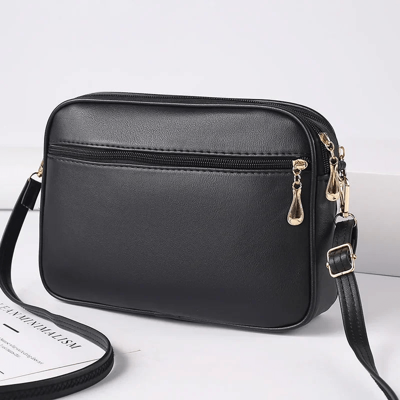 Damen Schultertasche mit Diamantmuster und Reißverschluss