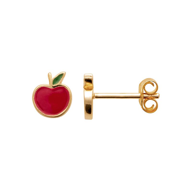 Roter Apfel Ohrstecker vergoldet - Apfel Ohrringe für Kinder | Shop Nory
