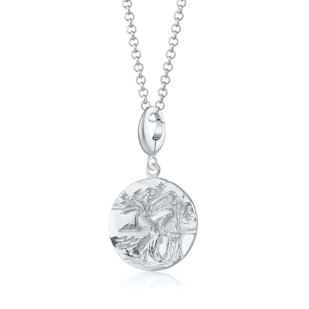 Silber Aquarius Zodiac Charm Halskette | Shop Nory