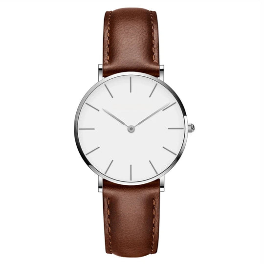 Runde Zeitlose Minimalistische Uhr mit Lederarmband für Frauen