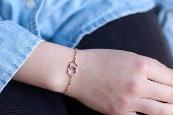 Armband Doppelte Kreis mit Zirkonia 16K vergoldet | Shop Nory