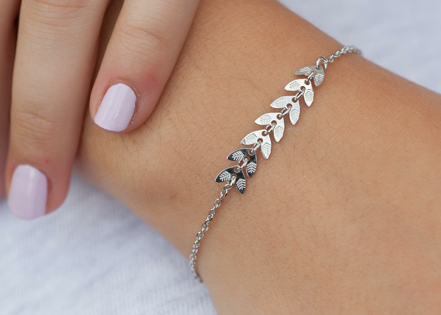 Romantic bracelet with leaves made of silver | Shop Nory