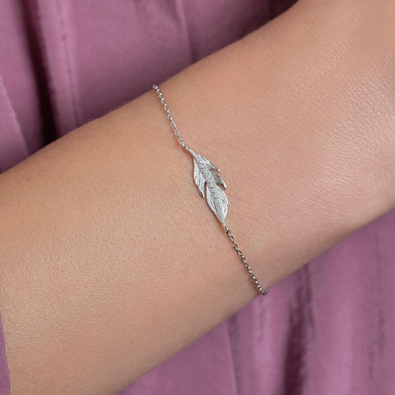 Armband mit Feder aus echtem Silber | Shop Nory