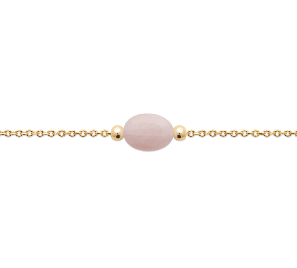 Armband mit einem Rosenquarz-Anhänger - 18K vergoldet | Shop Nory