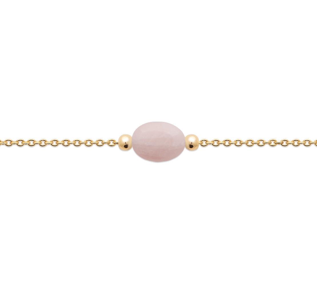 Armband mit einem Rosenquarz-Anhänger - 18K vergoldet | Shop Nory