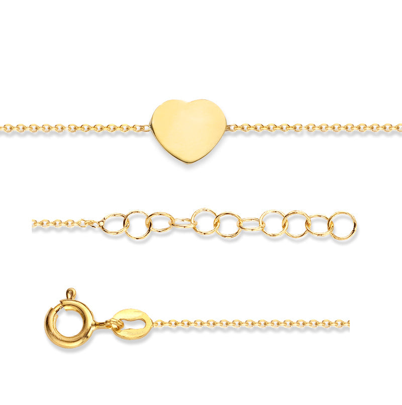Zarte Armband mit Herz vergoldet, Armband Silber gelb vergoldet Herz | Shop Nory