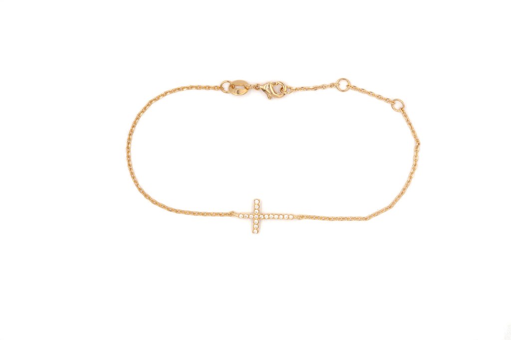 Armband kleines Zirkon Kreuz vergoldet - Kreuzarmband | Shop Nory