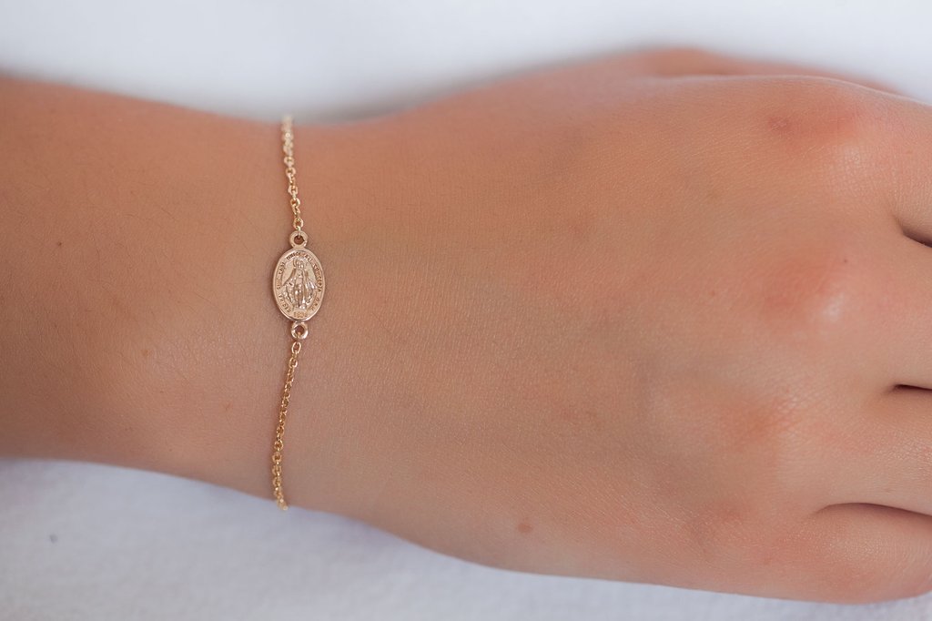 Armband Heilige Maria vergoldet, Armband Münze Maria antik | Shop Nory