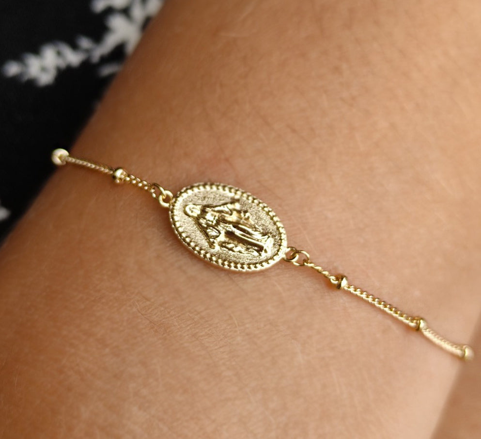 Religiöses Armband mit Jungfrau Maria vergoldet, Heilige Maria Armband | Shop Nory