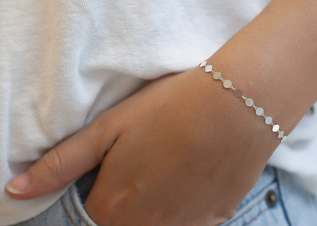 Armband Plättchen Münzen Boho aus Silber | Shop Nory
