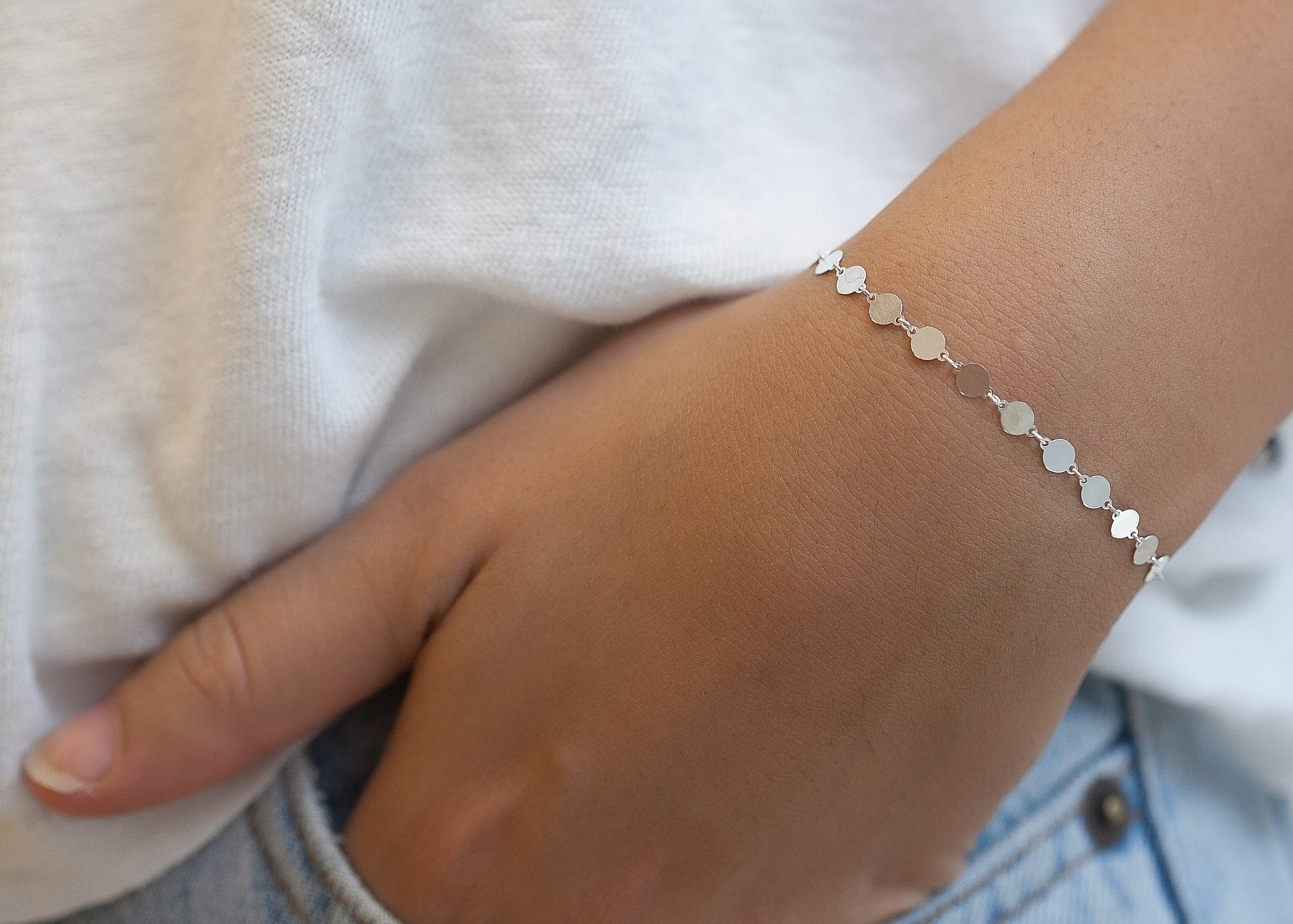 Armband Plättchen Münzen Boho aus Silber | Shop Nory