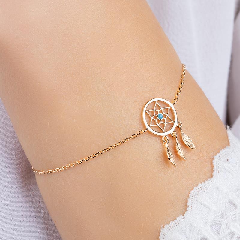 Traumfänger-Armband mit 3 Federn – 16k vergoldet – Mystik und Eleganz vereint | Shop Nory
