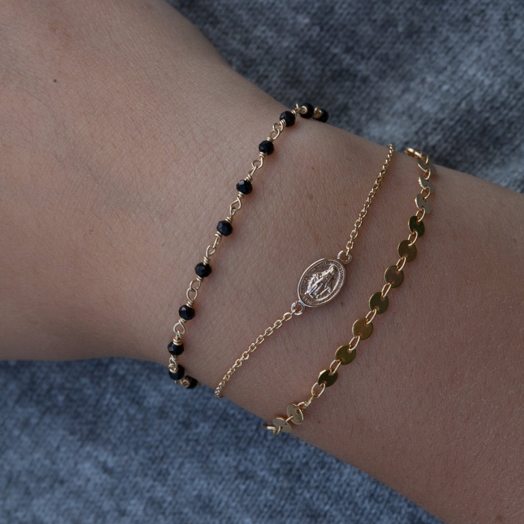 Armband Heilige Maria vergoldet, Armband Münze Maria antik | Shop Nory
