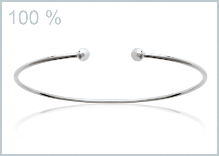 Offener Armreif mit doppelter Kugel aus Silber für Damen | Shop Nory