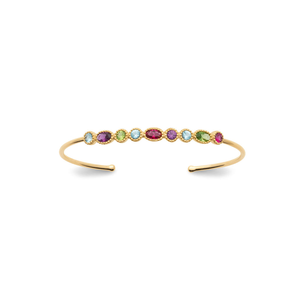 Armreifen mit bunten Glitzersteinen vergoldet | Shop Nory