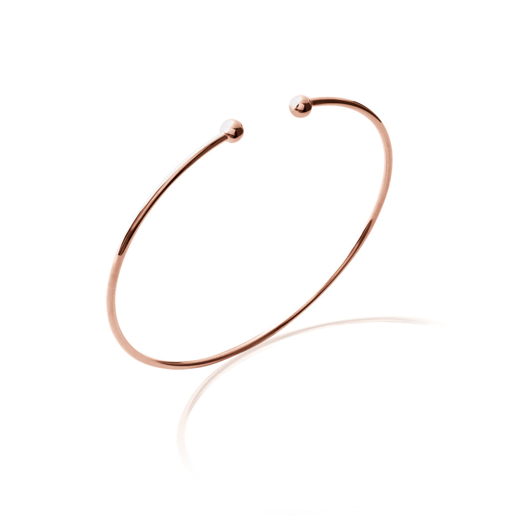Offene Armreif mit doppelter Kugel roségold für Damen | Shop Nory