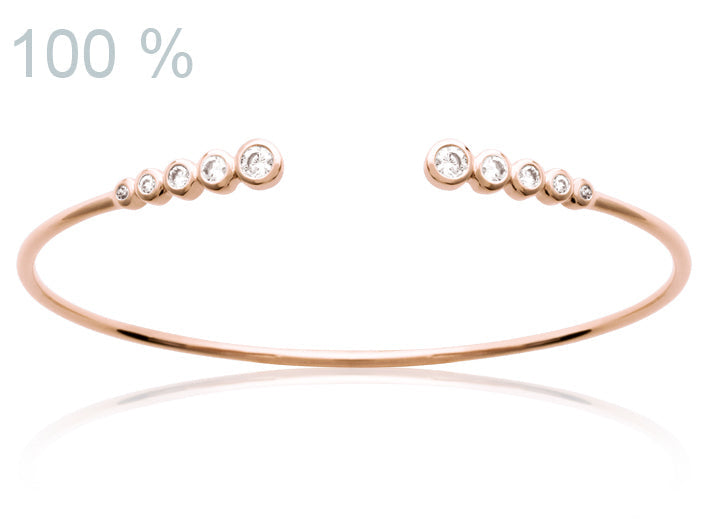 Armreif mit Zirkoniasteinen Rosévergoldet, Offener Armreif | Shop Nory
