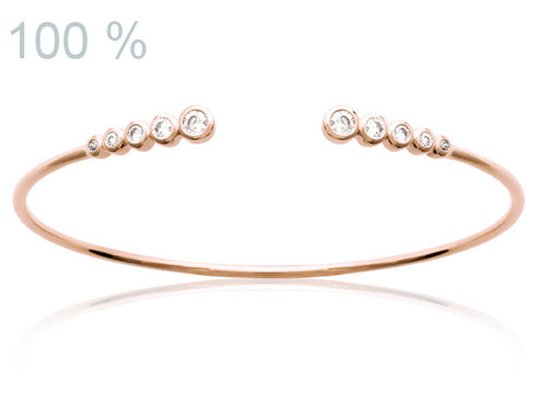 Armreif mit Zirkoniasteinen Rosévergoldet, Offener Armreif | Shop Nory