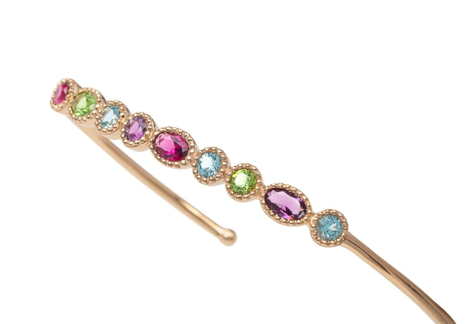 Armreifen mit bunten Glitzersteinen vergoldet | Shop Nory