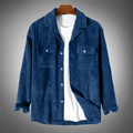 Stilvolles Dunkelblaues Lässiges Corduroy Herbst Overshirt für Männer