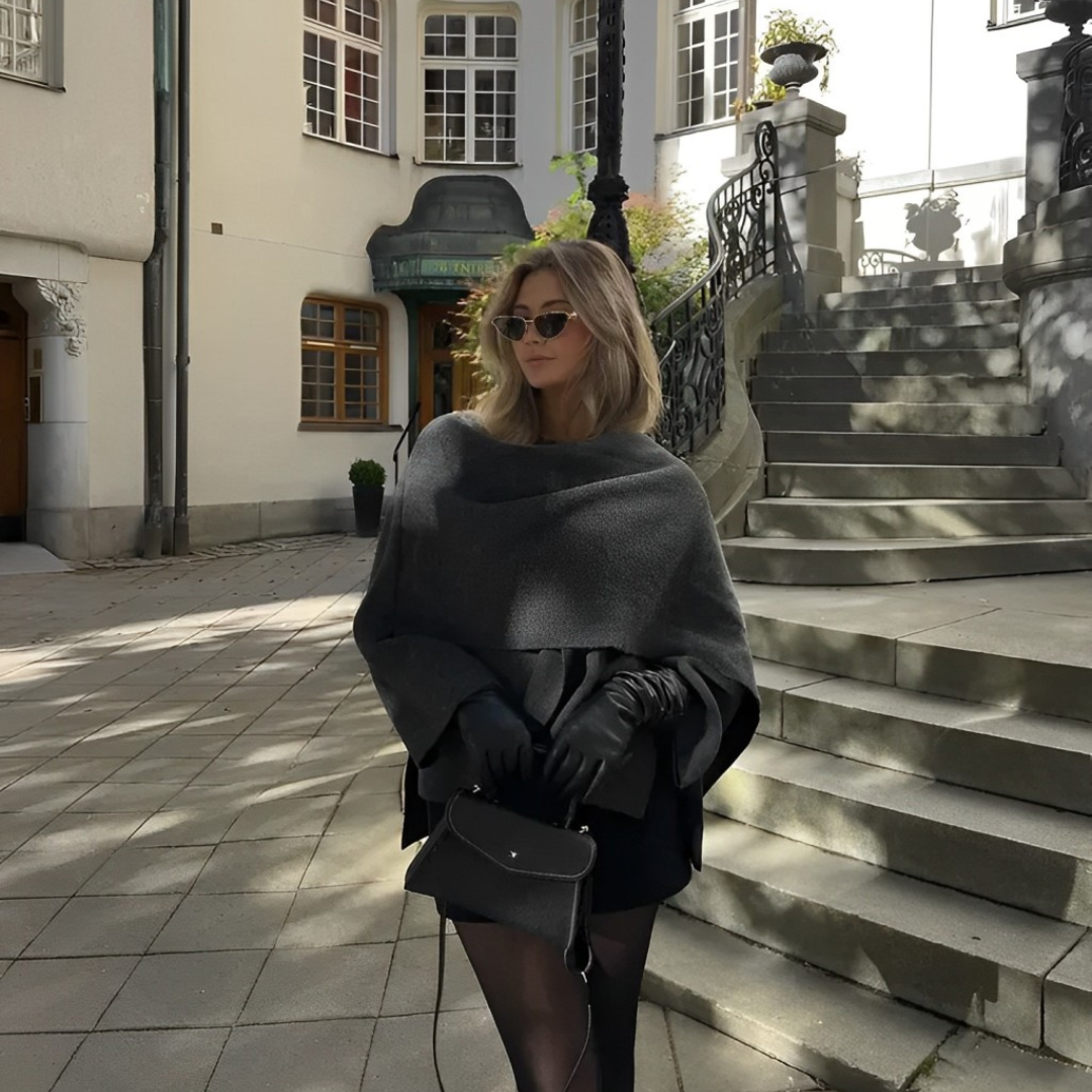 Oversized Wickelmantel - Wollmischung - Elegante Passform - Lange Weite Ärmel
