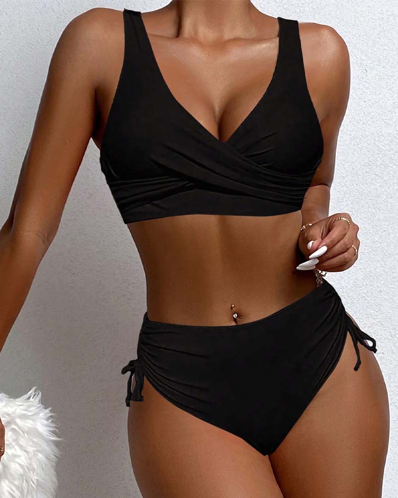 bikini-badeanzug mit kordelzug und schnürung hinten