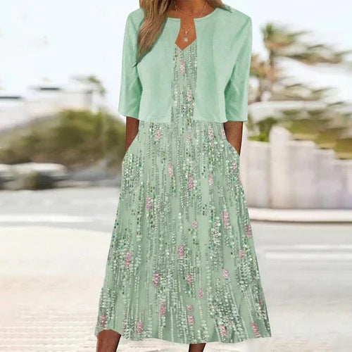 Zweiteiliges Midi-Kleid mit Blumenmuster